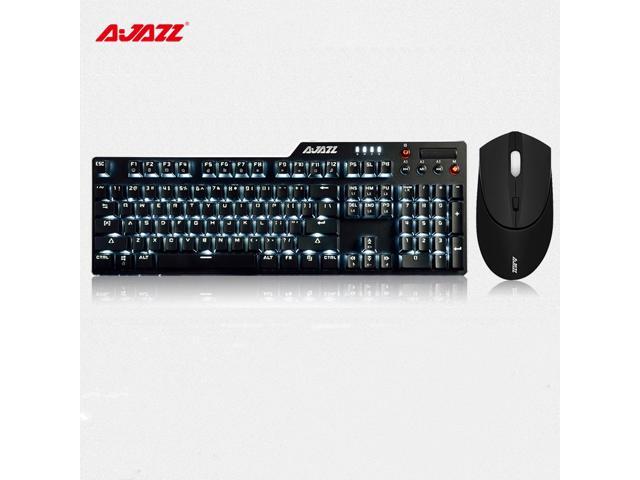 Ajazz AK35IGT Ergonomic Design Cool Exterior USB Wired N-key Rollover White Backlit Brown Mechanical Gaming Keyboard And AJ107 2400DPI Mouse
