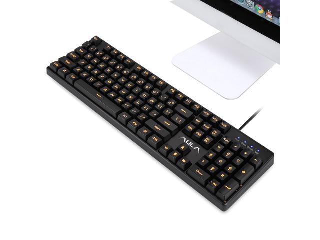 AULA F2000 Ergonomic Design 26 Anti-ghosting Keys Cool Exterior Waterproof USB Wired Mechanical Feeling Gaming Keyboard Orange Color Backlit