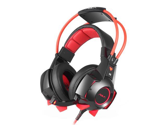 AULA X8 USB Wired Cool LED Gaming Headset 71 Low Deep Bass Built-in Microphone 50mm Unit Game headphone With Noise Cancelling for Laptop