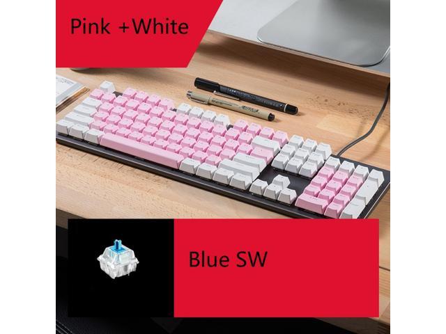 Logitech K845 Wired TTC Mechanical Gaming Keyboard 104 Keys White Backlit And TTC Mechanical Switch For Windows/MAC/Android/IOS - Pink and White
