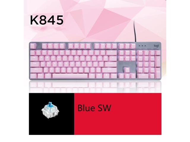 Logitech K845 Wired TTC NKRO Mechanical Gaming Keyboard 104 Keys White Backlit And TTC Mechanical Blue Switch For Windows/MAC/Android/IOS -Pink
