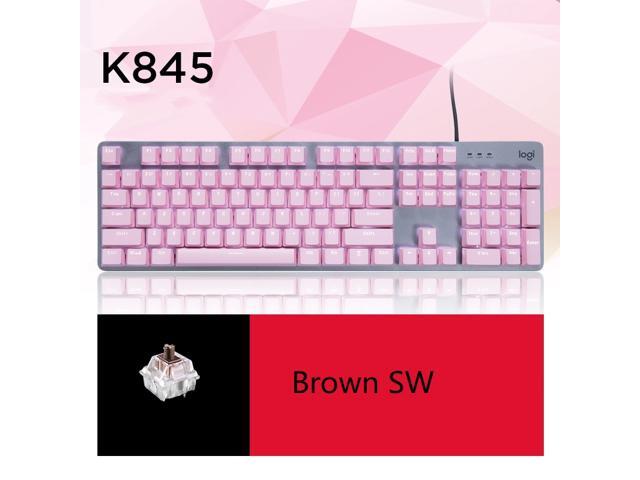 Logitech K845 Wired TTC NKRO Mechanical Gaming Keyboard 104 Keys White Backlit And TTC Mechanical Brown Switch For Windows/MAC/Android/IOS -Pink
