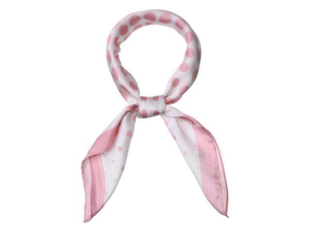 70cm Polka Dot Square Scarf Neck Scarves Kerchief Neckerchief Headband for Women Pink White