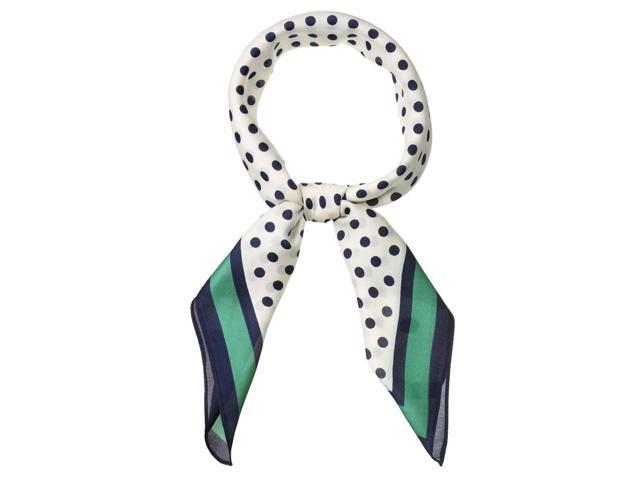 70cm Polka Dot Square Scarf Neck Scarves Kerchief Neckerchief Headband for Women Navy Blue Green