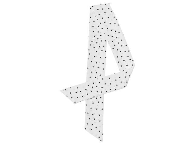 50s Skinny Silky Scarf Polka Dots Waistband Belt Long Narrow Neckscarf Bag Handle Accessory White Small Dots S