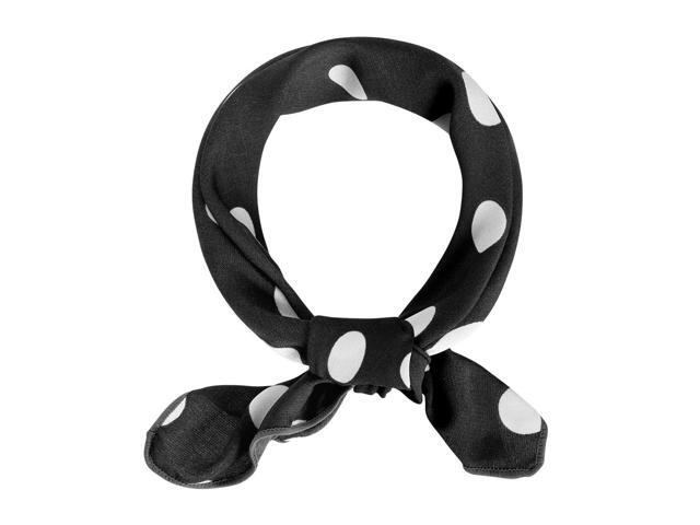 50cm 1950s Vintage Retro Polka Dots Square Scarf Head Neck Scarves Kerchief Neckerchief Black with Buckle