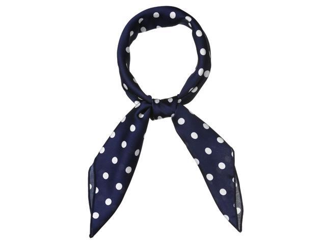 70cm Polka Dots Square Scarf Neck Scarves Kerchief Neckerchief Headband for Women Navy Blue