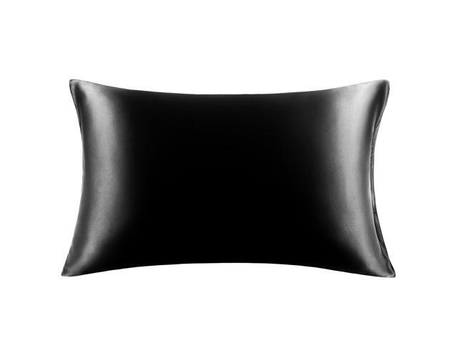 PiccoCasa Silk Pillowcase King Size Both Side 400 Thread Count 19 Momme Midnight Black Silk Pillow Cases for Hair and Skin 1pc 20'x36'
