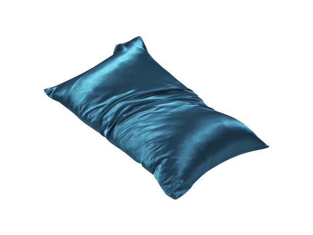 PiccoCasa Silk Pillowcase Travel Size Both Side 400 Thread Count 19 Momme Peacock Blue Silk Pillow Cases for Hair and Skin 1pc 20'x14'