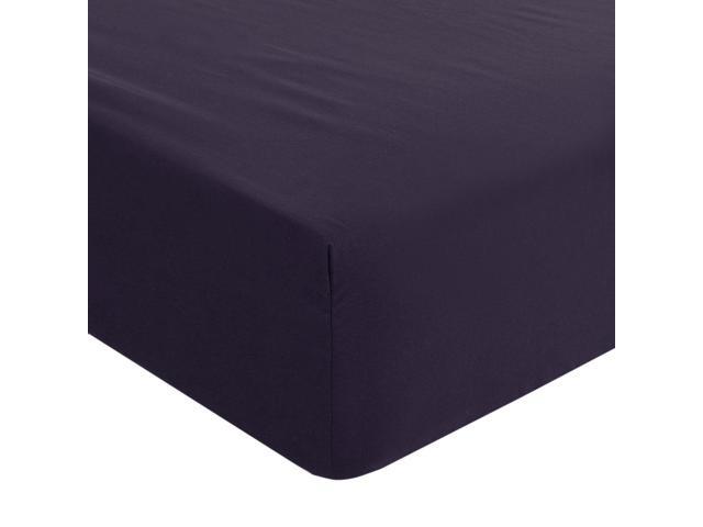 Solid Fitted Sheet Bed Mattress Protector Wrinkle Stain Resistant 110GSM Soft Brushed Polyester Microfiber Bed Sheet with 16' Deep Full Dark
