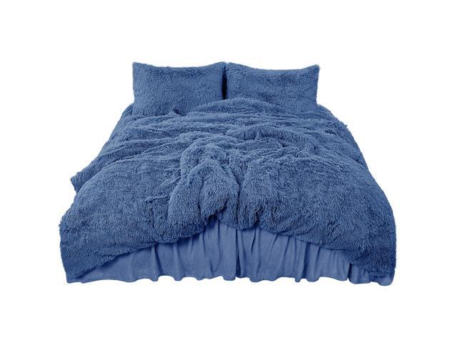Fluffy Duvet Cover Sets Faux Fur Bedding Set Plush Shaggy Quilt Cover Zipper Close and Ties 4 Pieces 1 Duvet Cover (No Duvet) + 1 Bed Skirt + 2