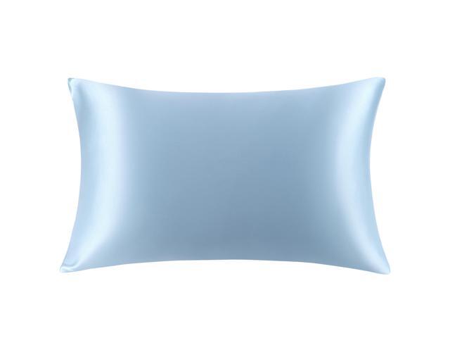 PiccoCasa Silk Pillowcase Queen Size Both Side 400 Thread Count 19 Momme Light Blue Silk Pillow Cases for Hair and Skin 1pc 20'x30'