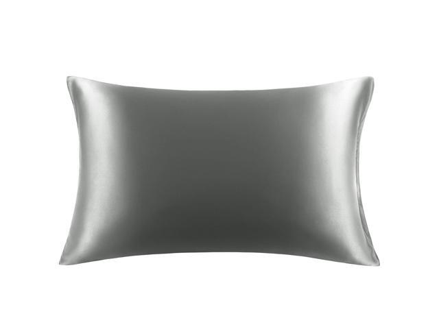 PiccoCasa Silk Pillowcase Standard Size Both Side 400 Thread Count 19 Momme Dark Grey Silk Pillow Cases for Hair and Skin 1pc 20'x26'