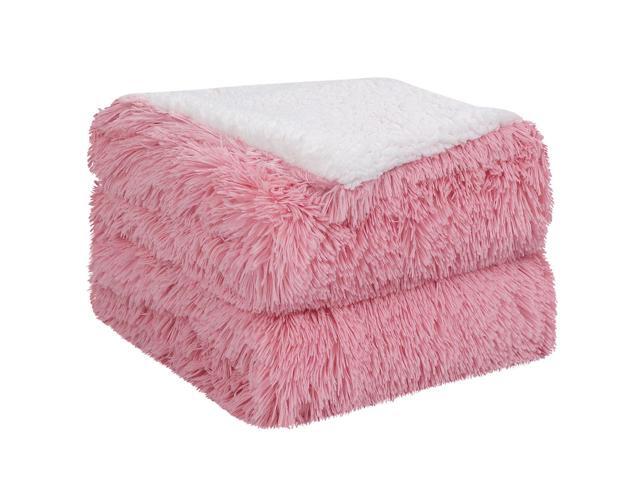 Shaggy Faux Fur Blanket - Soft Warm Reversible Solid Sherpa Throw Blanket for Sofa Couch and Bed - Luxury Plush Fluffy Fleece Blankets As Gifts