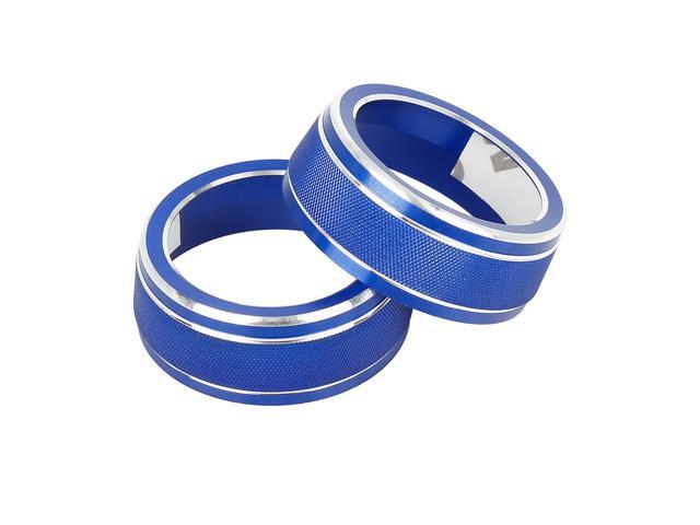 2pcs Blue Aluminum Alloy Car Climate Control Ring Knob Trim Cover for Toyota RAV4 2019-2020