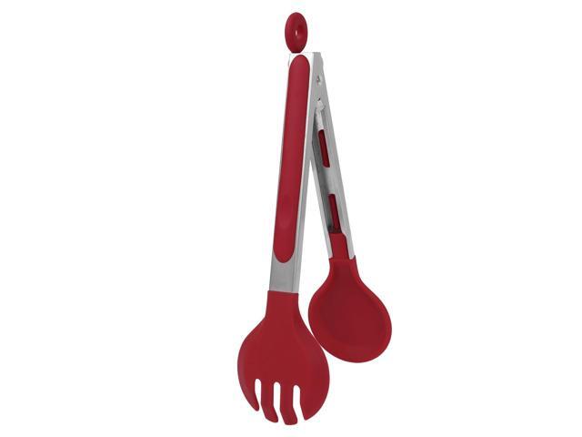 Kitchen Tongs for Cooking with Silicone Round Tip Stainless Steel Tongs Toaster Salad Serving BBQ Non-stick Locking Tong 9'