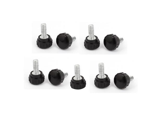 Global Bargains 9 Pcs Lathe M6 x 18mm x 15mm Black Round Head Thumbscrew Knurled Knobs