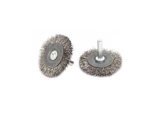6mmx40mm Stainless Steel T Shape Crimped Wire Wheel Brush Buffing Tool 2pcs
