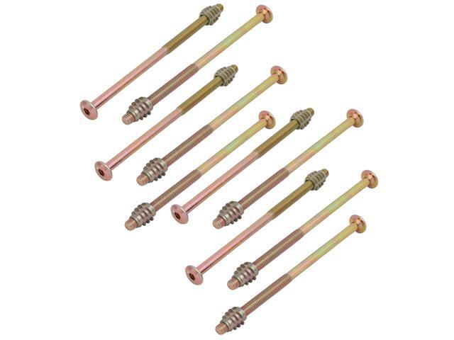 10pcs Furniture Connecting Fitting M6x120mm Hex Socket Drive Bolt w Wood Insert Nut