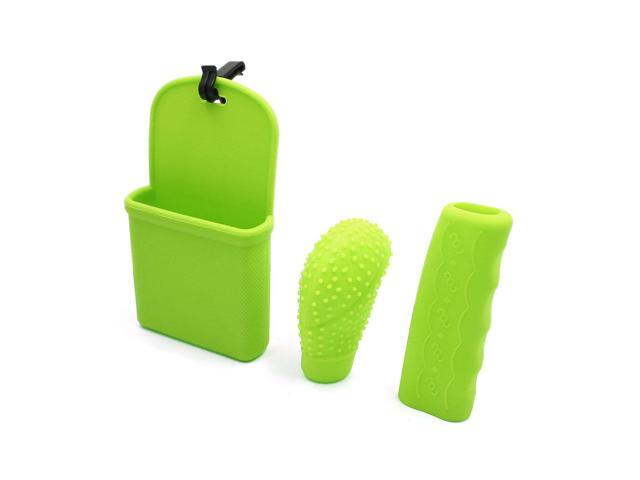 Green Silicone Car Shift Knob Cover Handbrake Protector w Air Vent Phone Bag