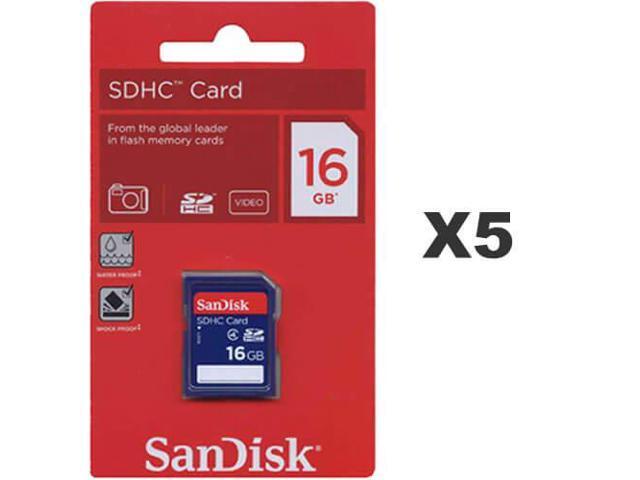 SanDisk 16GB SDHC Class 4 SDSDB-016G-B35 Memory Card Retail (5 Pack)