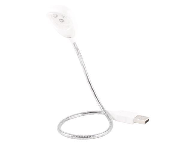 Home Desktop Portable Flexible Goose Neck USB 3 LEDS Light for Notebook Laptop White