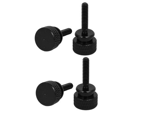 Computer PC Case Round Head Knurled Thumb Screws Black 6 32 4pcs