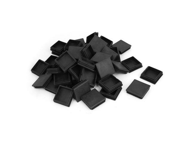 Unique Bargains 50 Pcs Antislip Plastic Square 50mm x 50mm Chair Foot Cover Table Furniture Leg Protector Black