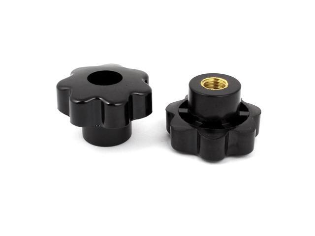 Black Replacement M12 x 50mm Female Threaded Knurled Clamping Knob 2 Pcs