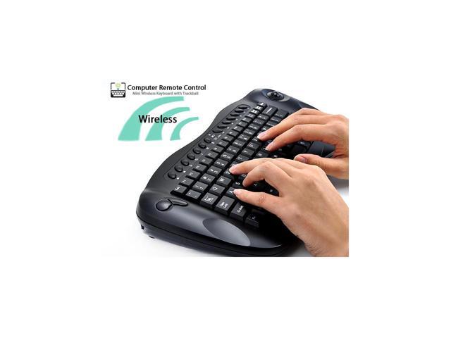 ETopSell Wireless 24G Keyboard With Trackball and USB Receiver(QWERTY Internet + Media Hotkeys PC + Mac)