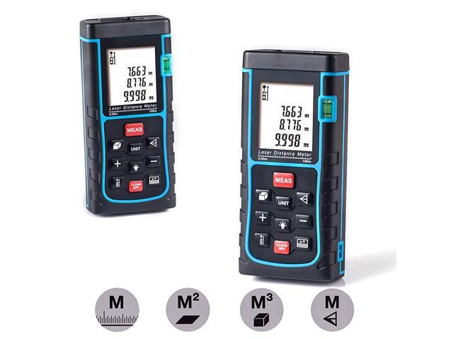 Portable Laser Distance Measurer with Length Area Volume Pythagoras Calculation; Range Finder with M/in/ft Tape Measure 005 to 100m