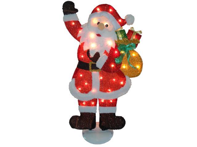 31' Red Tinsel Flat Santa with 35 Clear Lights