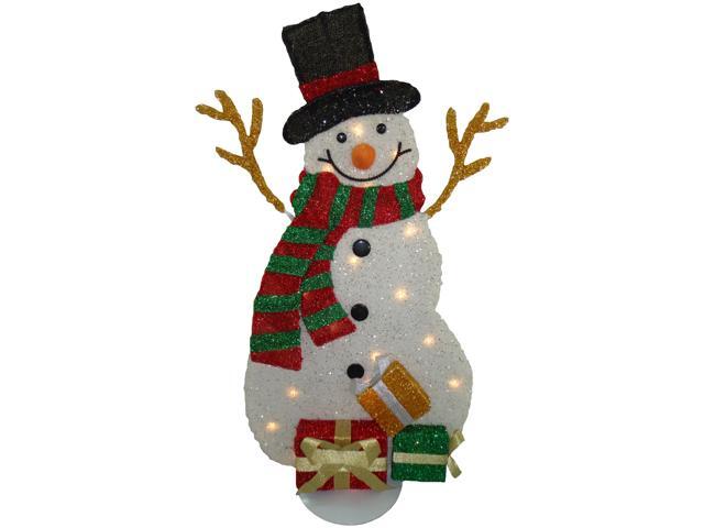 31' White Flannel Snowman with 20 Clear Lights