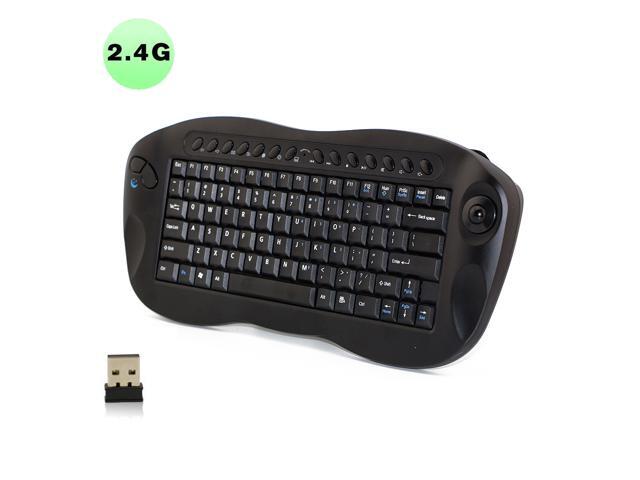 Vibob Wireless Keyboard with Trackball and USB Receiver - Qwerty Internet + Media Hotkeys Pc + Mac(Black)
