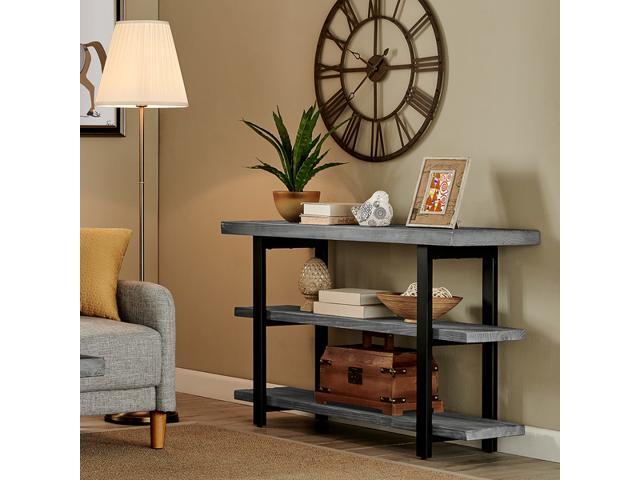 ALATERRE AMBA10SG Pomona 48' Metal and Wood Media/Console Table Slate Gray