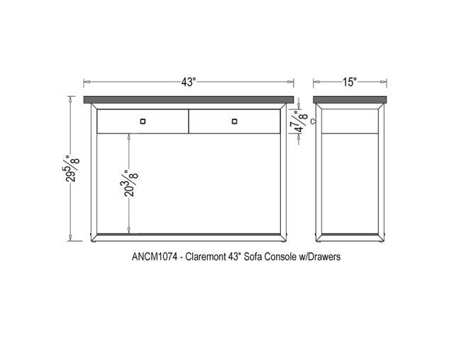 ALATERRE ANCM1074 Claremont 43'L Rustic Wood Console Table Two Drawers/Low