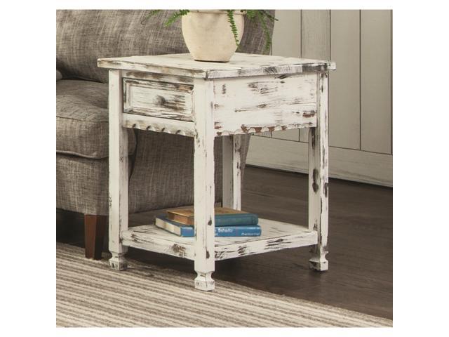 ALATERRE ACCA13WA Country Cottage Chairside Table White Antique Finish