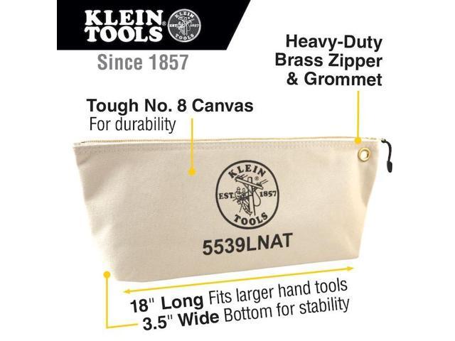 KLEIN TOOLS 5539LNAT Zipper Bag Large Canvas Tool Pouch 18-Inch Natural