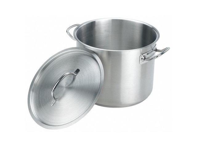 CRESTWARE SSPOT16 Stock Pot w/Cover16 qt12-3/4 In SS