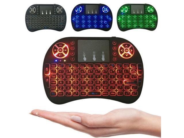 Tianxunda 3-Color LED Light Keyboard 24G Air Mouse Mini Wireless Remote Control RII I8 with Backlit for Android TV Box