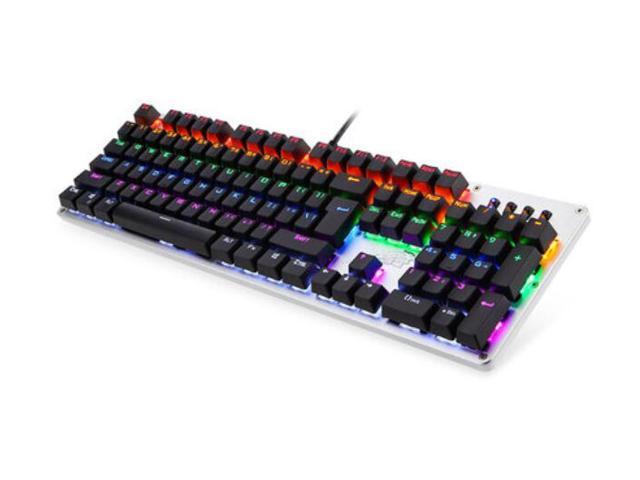 LINGBAO JIGUANSHI Backlit Computer Gaming Emitting 104 Keys 9Led Light Modes Mechanical Keyboard Blue Switches Metal Panels