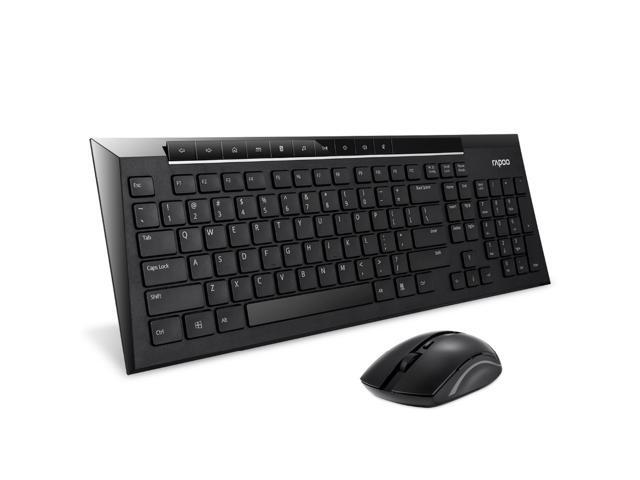 Rapoo 8200P Multimedia Wireless Keyboard Mouse Combos with Waterproof Mice Keypad for Laptop Computer Gaming TV