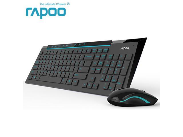 Rapoo 8200P Multimedia Wireless Keyboard Mouse Combos with Waterproof Mice Keypad for Laptop Computer Gaming TV