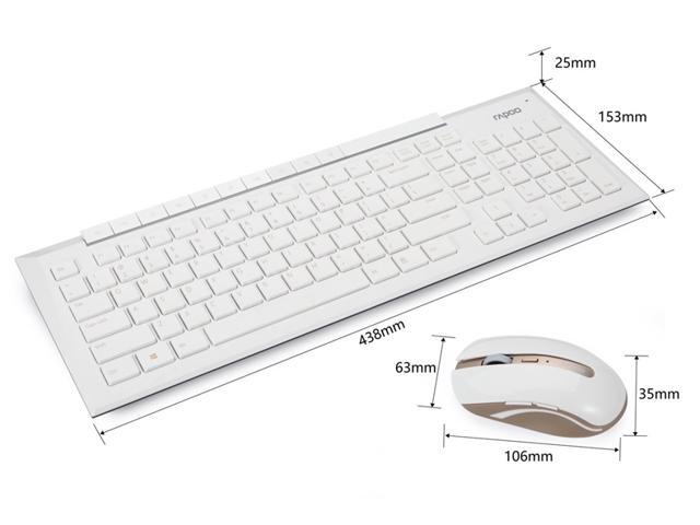 Rapoo 8200P Multimedia Wireless Keyboard Mouse Combos with Waterproof Mice Keypad for Laptop Computer Gaming TV