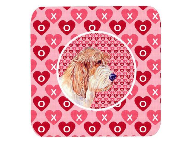 Set of 4 Petit Basset Griffon Vendeen Valentine's Love and Hearts Foam Coasters