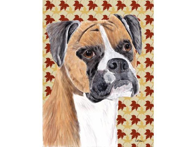 Carolines Treasures SC9230GF 15 x 15 In Boxer Fall Leaves Portrait Flag Garden Size