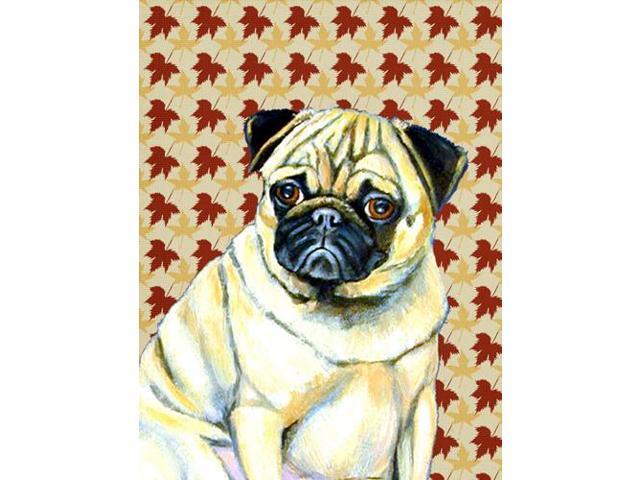 Carolines Treasures LH9117GF 11 x 15 In Pug Fall Leaves Portrait Flag Garden Size