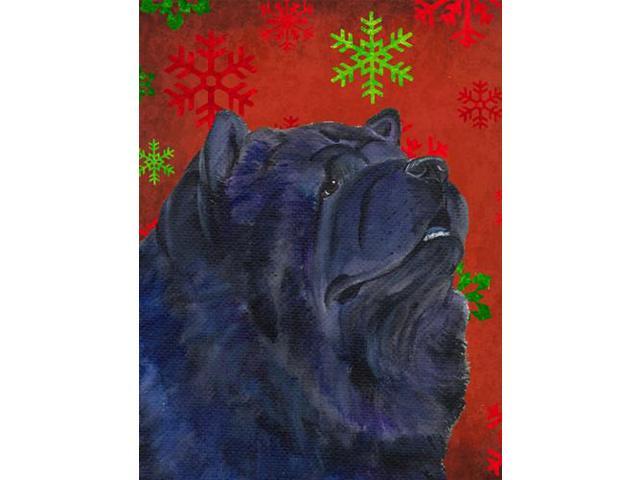 Carolines Treasures SS4708GF Chow Chow Red and Green Snowflakes Holiday Christmas Flag Garden Size