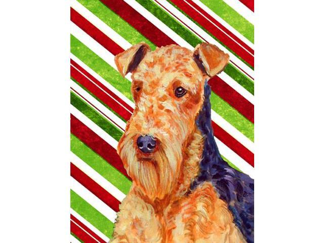 Carolines Treasures LH9246GF 11 x 15 in Airedale Candy Cane Holiday Christmas Garden Size Flag