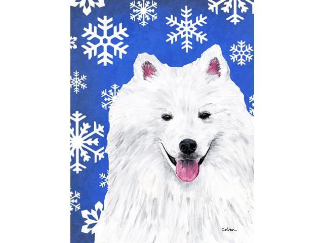 Carolines Treasures SC9379GF 11 x 15 in American Eskimo Winter Snowflakes Holiday Garden Size Flag